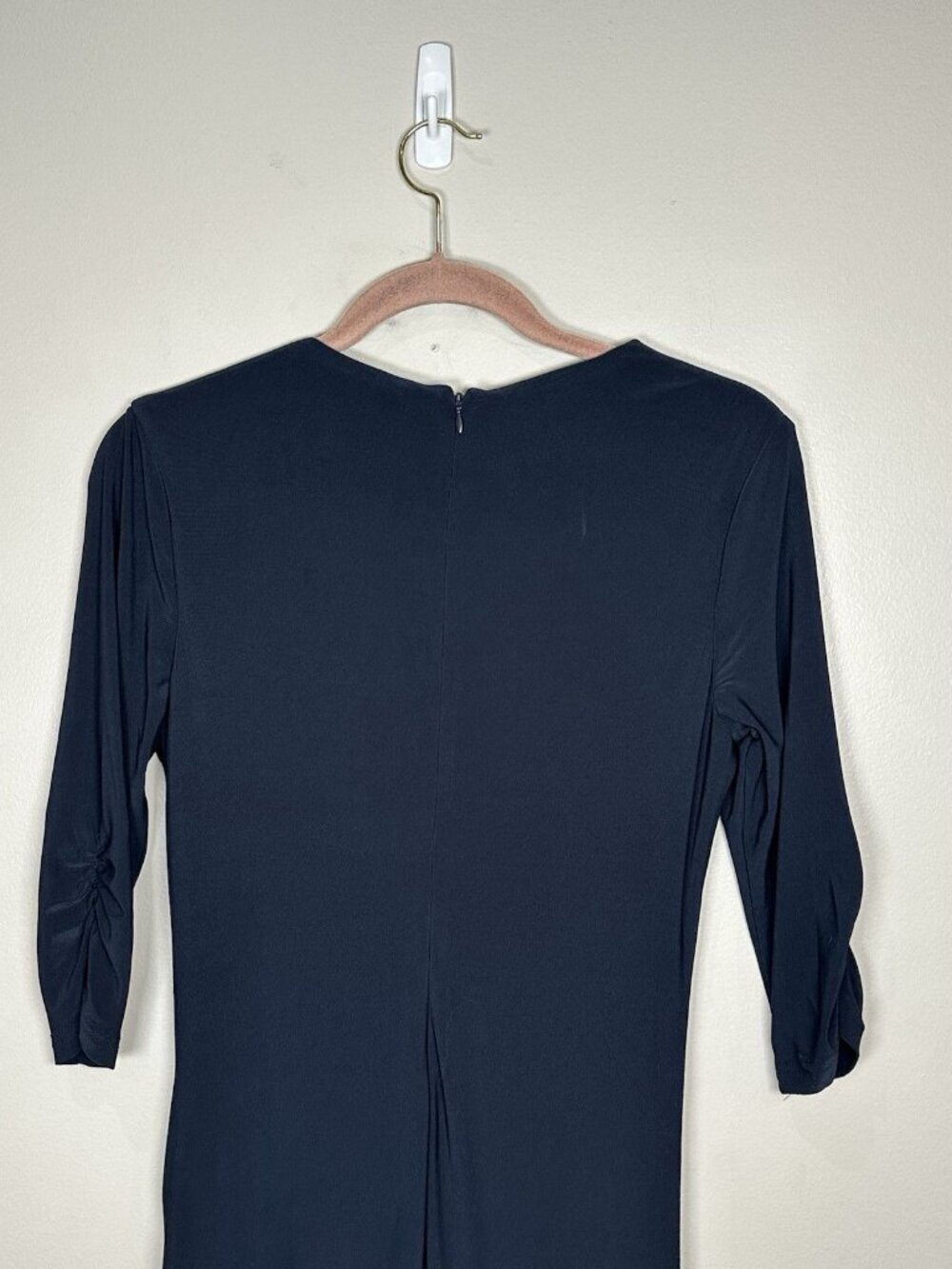 Adrianna Papell Jersey Gown Size 6 Navy Blue Eclipse Beaded Ruched Event Party - Picture 8 of 9